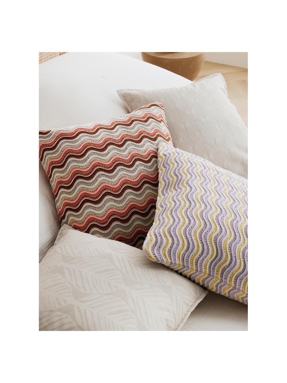 Housses de coussin avec motif graphique Armanda, lot de 2, 80 % polyester, 20 % coton, Beige clair, larg. 45 x long. 45 cm