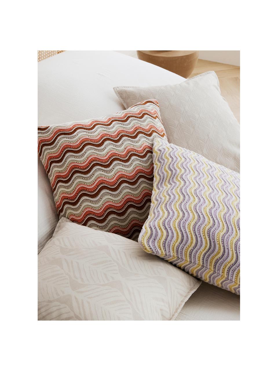 Kissenhüllen Armanda mit grafischem Muster, 2er-Set, 80 % Polyester, 20 % Baumwolle, Hellbeige, B 45 x L 45 cm