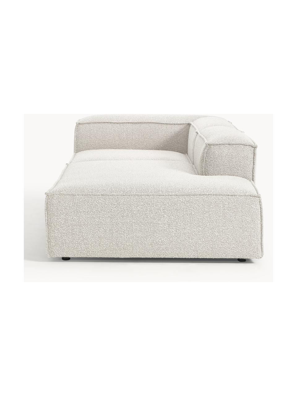 Chaise longue componibile in bouclé Lennon, Rivestimento: bouclé (100% poliestere) , Struttura: legno di pino massiccio, , Piedini: plastica Questo prodotto , Bouclè bianco latte, Larg. 269 x Prof. 119 cm, schienale a destra