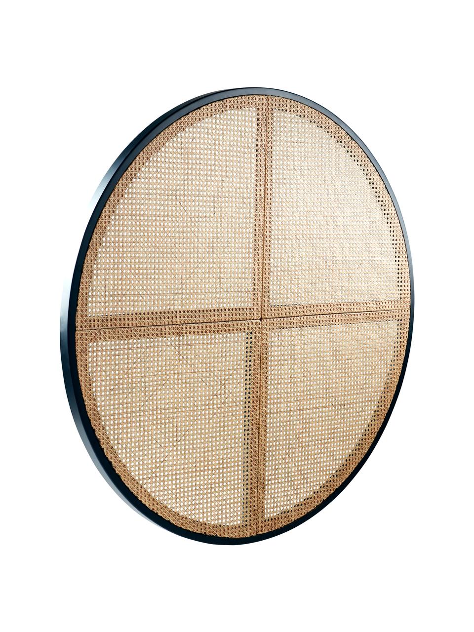 Cabecero de ratán Stockholm, Madera, ratán, Negro, beige, Ø 135 cm