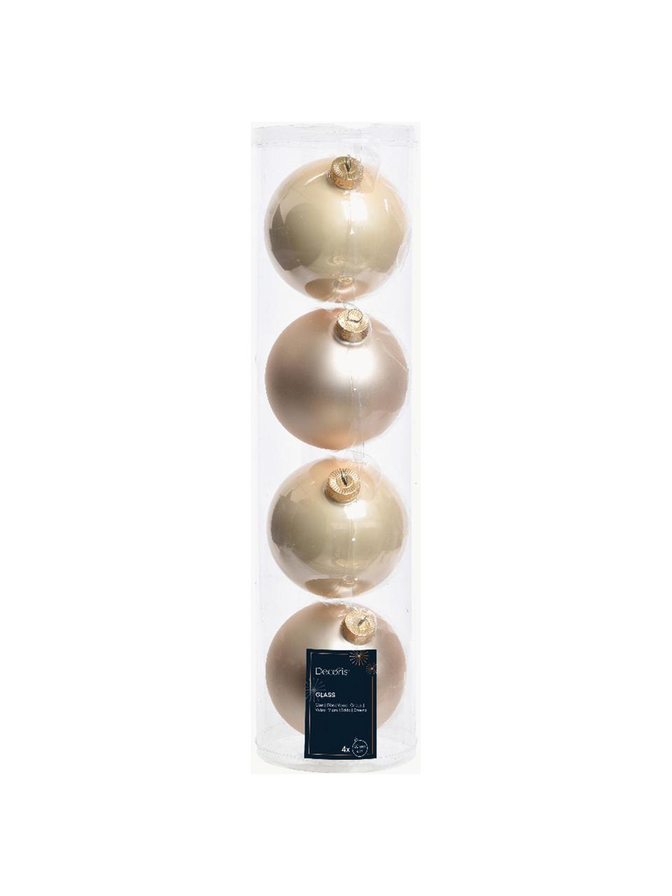 Kerstballen Evergreen mat/glanzend, verschillende formaten, Beige, crèmekleurig, Ø 10 cm, 4 stuk