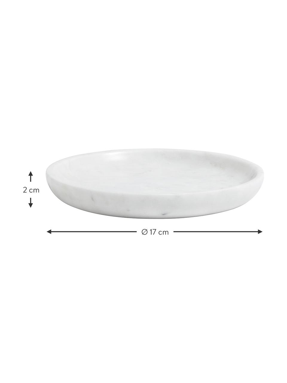 Klein marmeren decoratief dienblad Lorka, Marmer, Wit, gemarmerd, Ø 17 cm