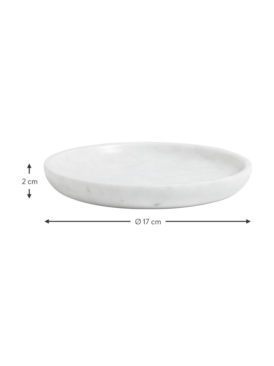 Kleines Marmor-Deko-Tablett Lorka, Marmor, Weiß, marmoriert, Ø 17 cm