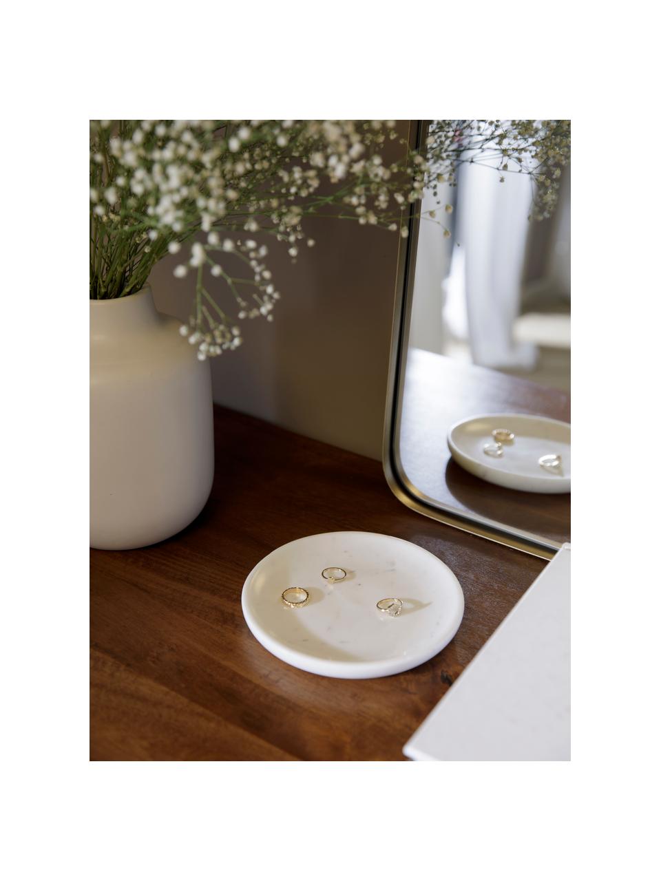 Petit plateau décoratif marbre blanc Lorka, Marbre, Blanc, marbré, Ø 17 cm