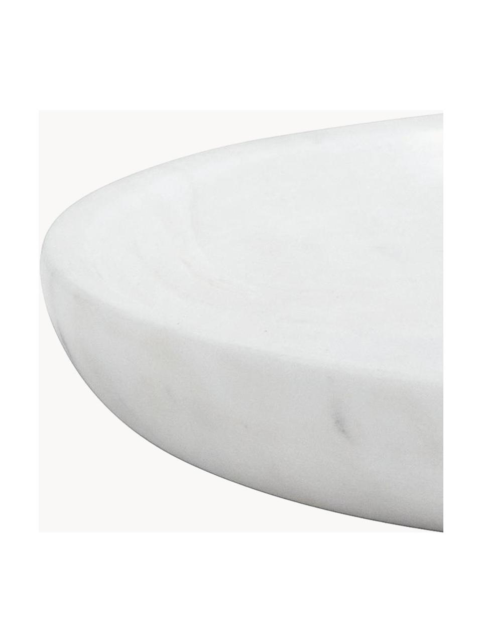 Vassoio decorativo piccolo in marmo Lorka, Marmo, Bianco marmorizzato, Ø 17 cm