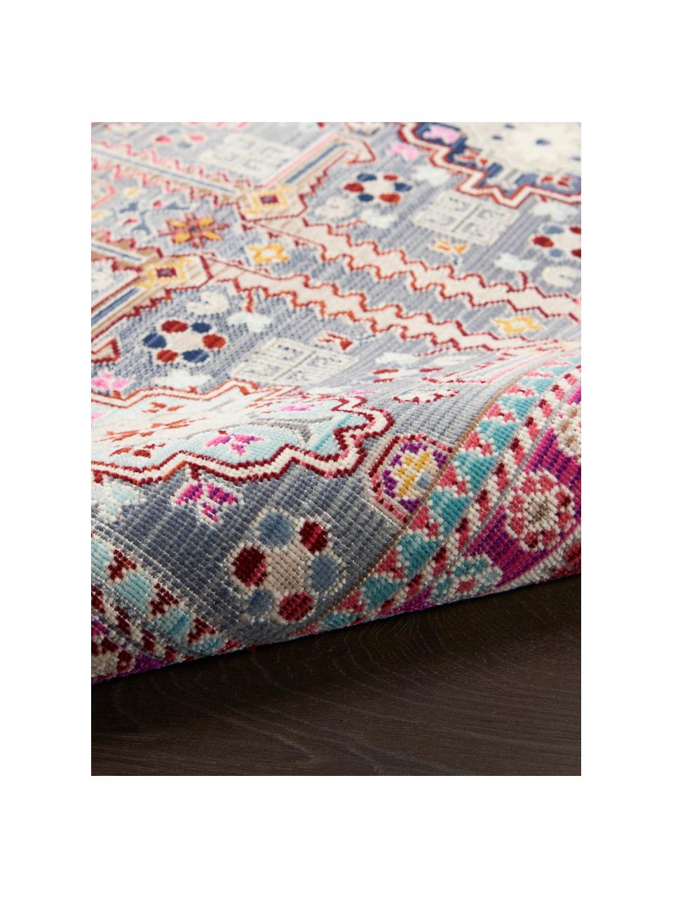 Dywan w stylu vintage Kashan, Odcienie niebieskiego, odcienie różowego, S 120 x D 180 cm (Rozmiar S)