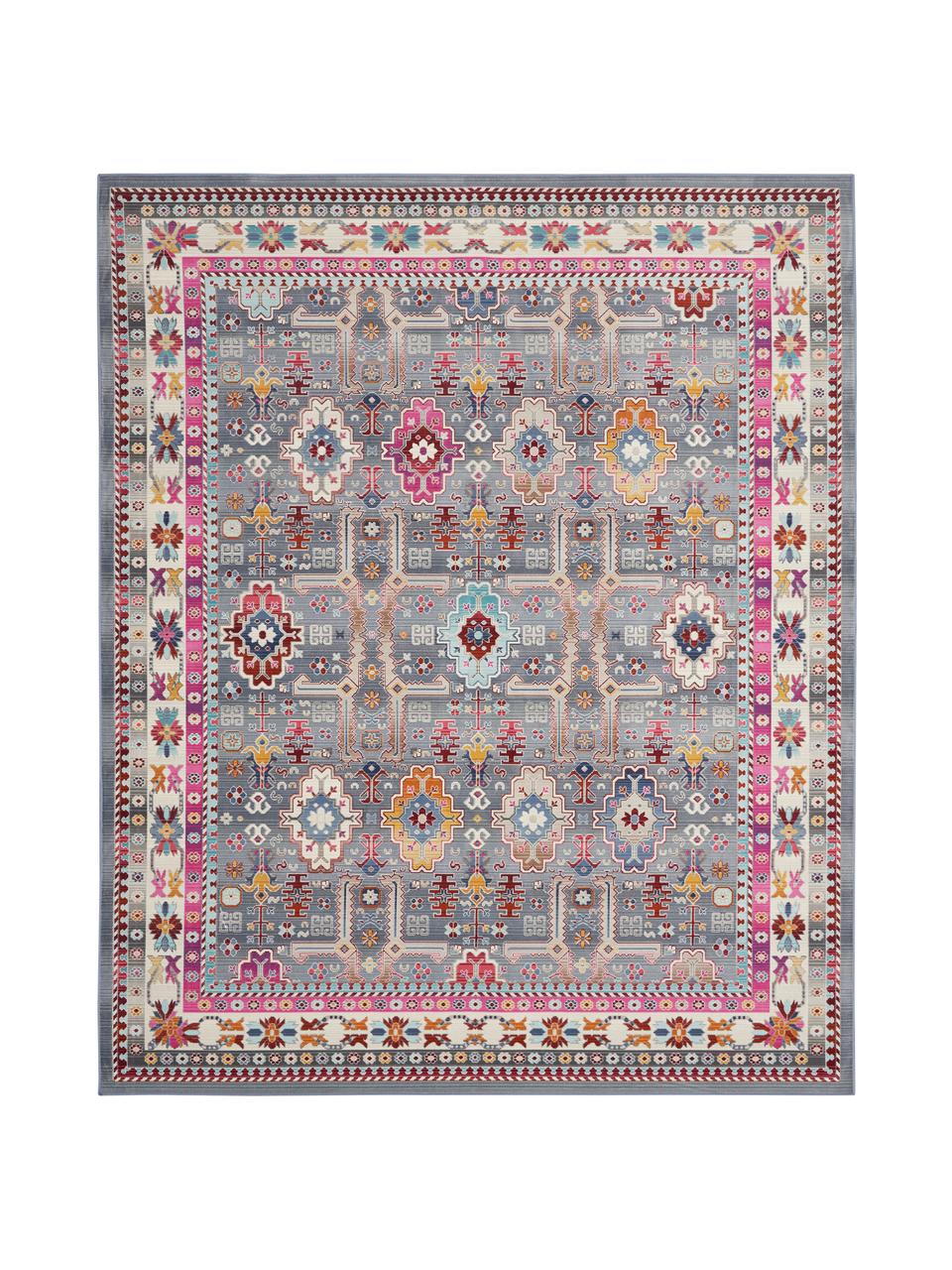 Teppich Vintage Kashan, Flor: 100% Polypropylen, Blau, Pink, B 120 x L 180 cm (Größe S)