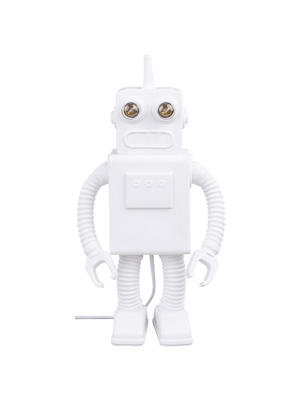Designová stolní LED lampa z porcelánu Robot, Bílá, Š 21 cm, V 41 cm