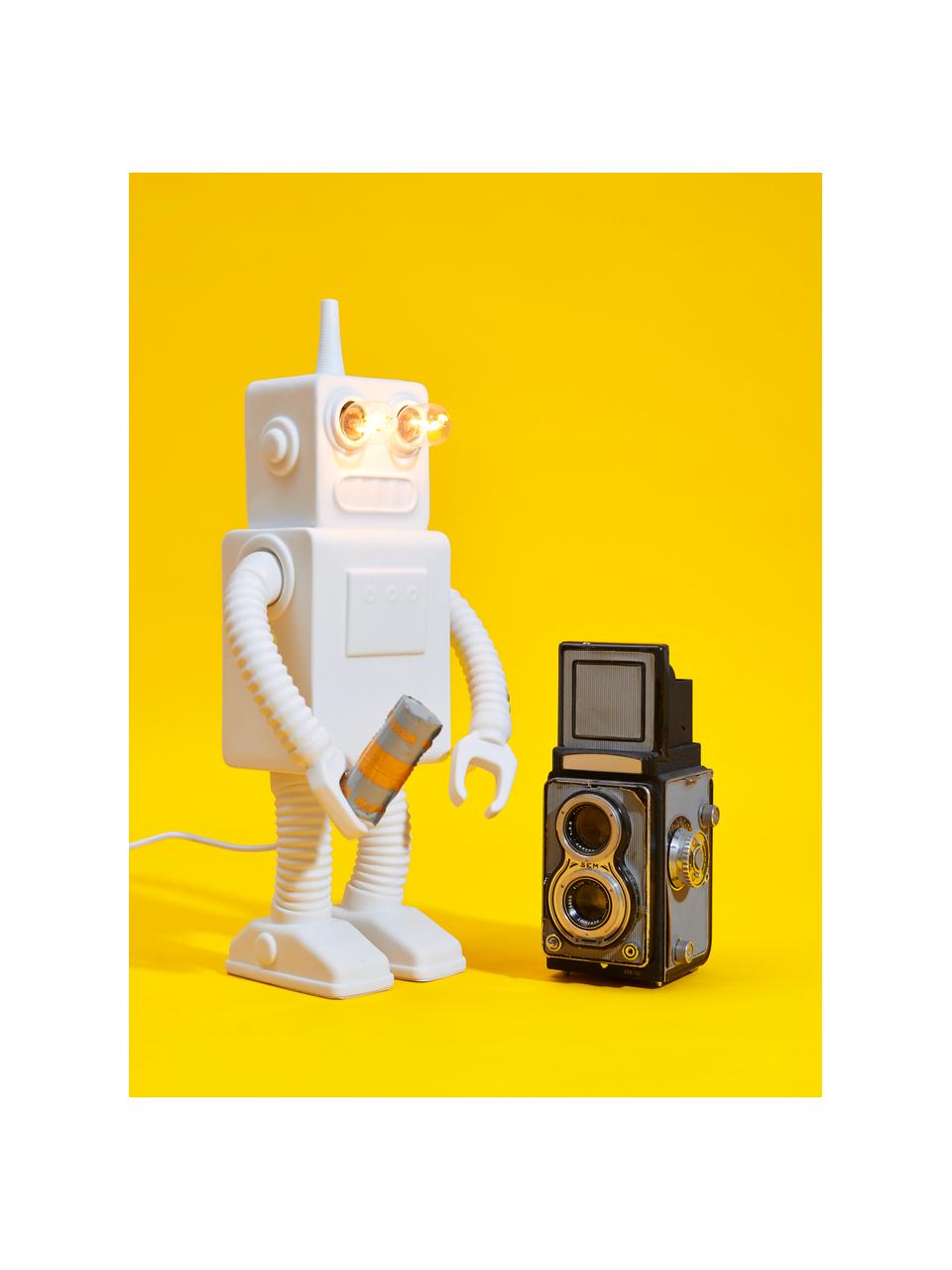 Designová stolní LED lampa z porcelánu Robot, Bílá, Š 21 cm, V 41 cm