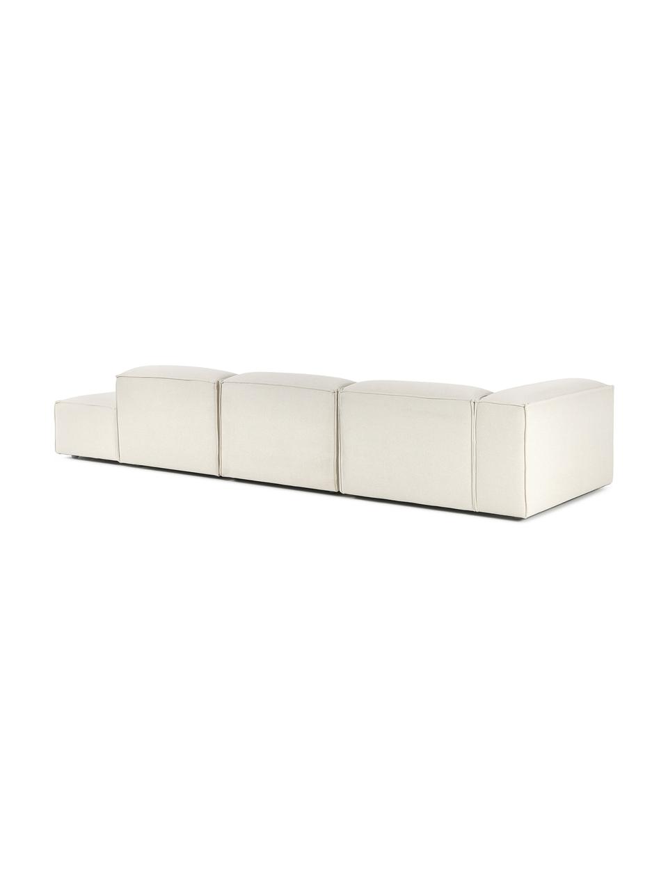 Modulaire XL chaise longue Lennon, Bekleding: 100% polyester De slijtva, Frame: massief grenenhout, multi, Poten: kunststof Dit product is , Geweven stof gebroken wit, B 357 x D 119 cm, rugleuning links