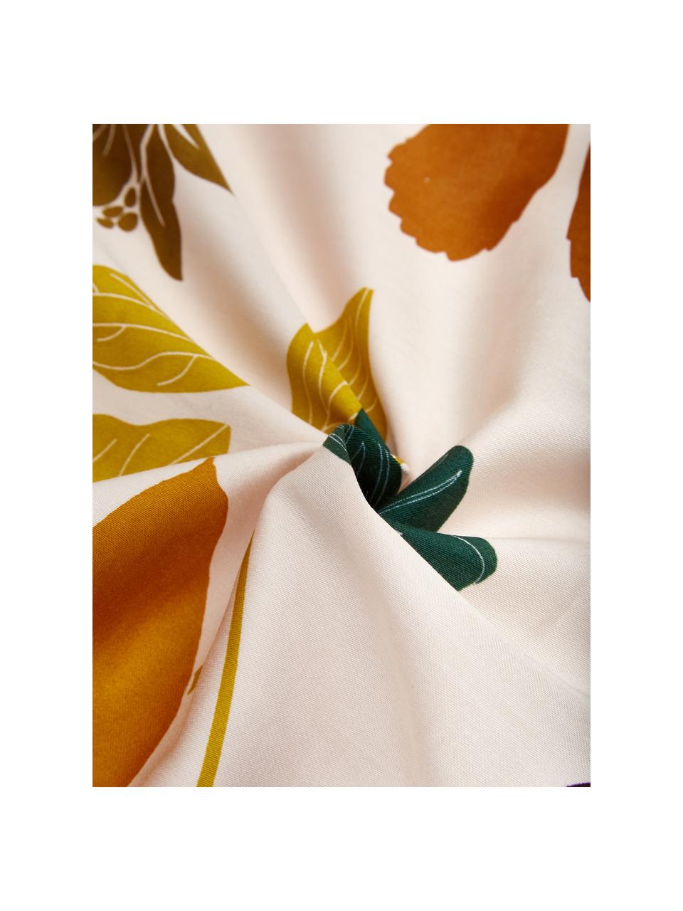 Baumwollsatin-Bettwäsche Silhouettes mit Blumenmotiven, Webart: Satin Fadendichte 220 TC,, Cremeweiß, Mehrfarbig, 155 x 220 cm + 1 Kissen 80 x 80 cm