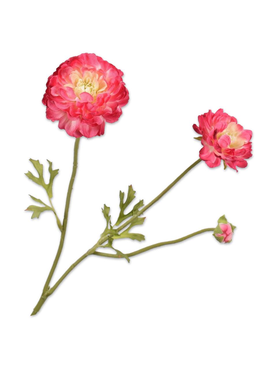 Flores artificiales Hahnenfuß, 2 uds., Plástico, alambre de metal, Rosa, L 54 cm