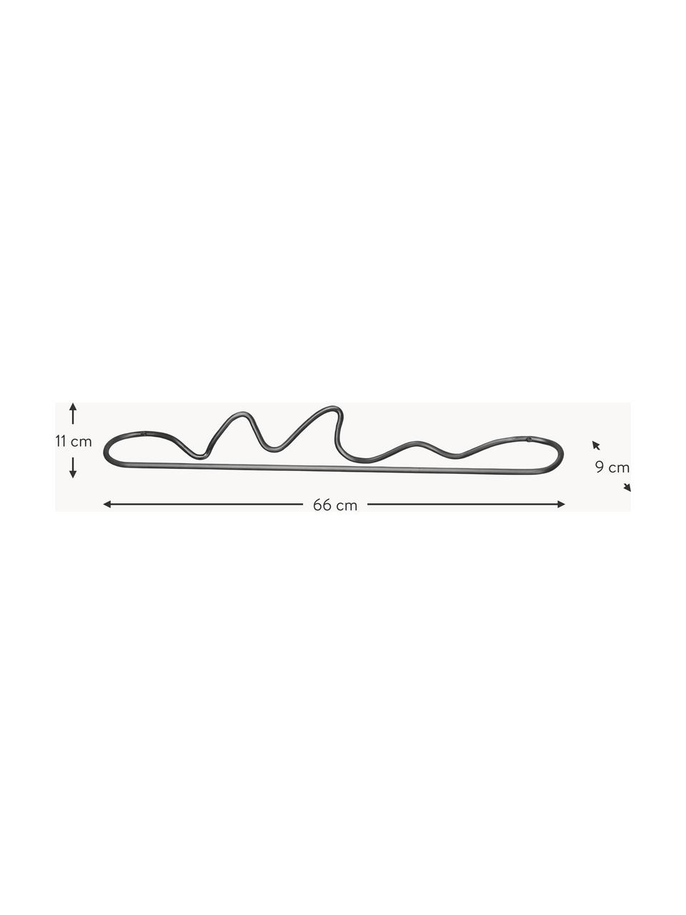 Porta asciugamani da parete in metallo fatto a mano Curvature, Ottone laccato, Nero opaco, Larg. 66 x Alt. 11 cm