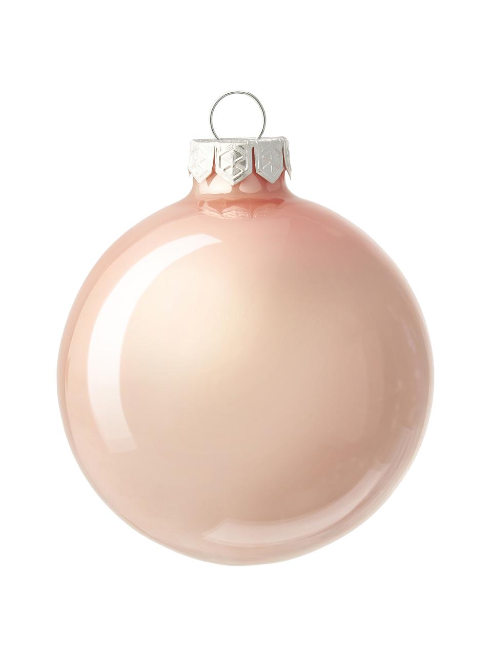 Boules de Noël Evergreen, sets de différentes tailles, Rose pâle, Ø 10 cm, 4 pièces