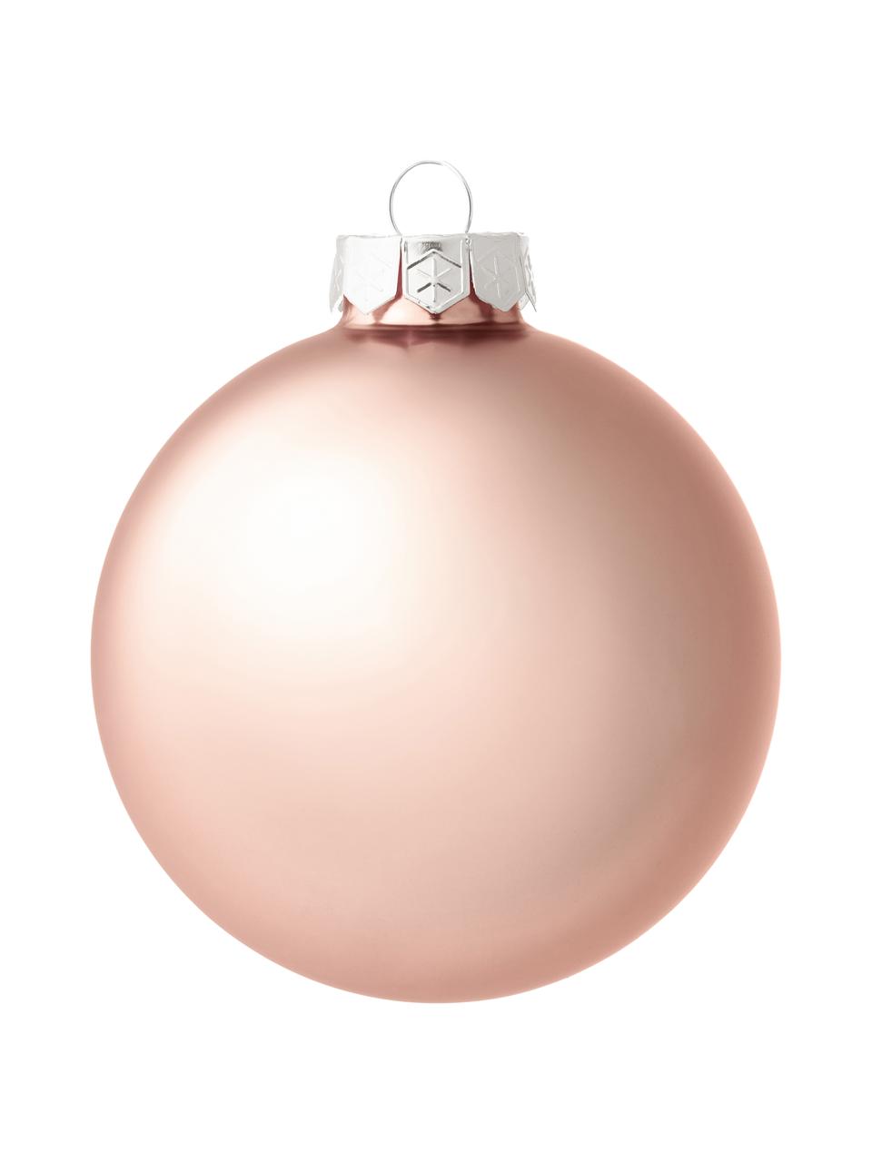 Boules de Noël Evergreen, sets de différentes tailles, Rose pâle, Ø 10 cm, 4 pièces