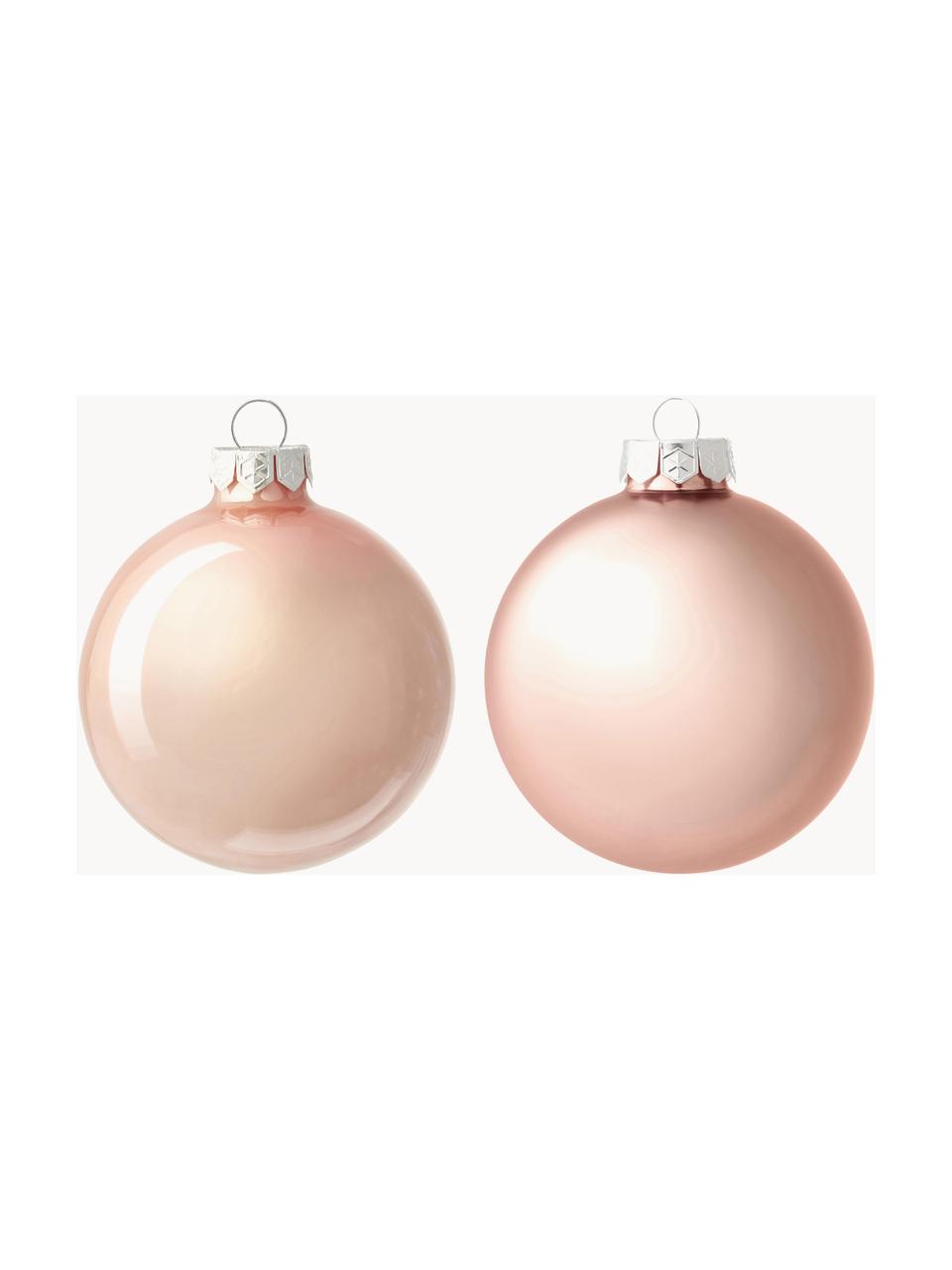 Bolas de Navidad Evergreen, tamaños diferentes, Rosa claro, Ø 10 cm, 4 uds.