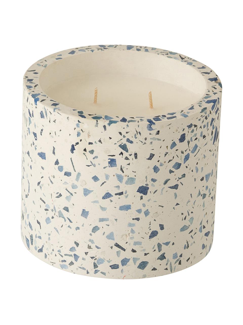 Bougie parfumée à deux mèches Terrazzo, Couleur crème, bleu, Ø 12 x haut. 11 cm