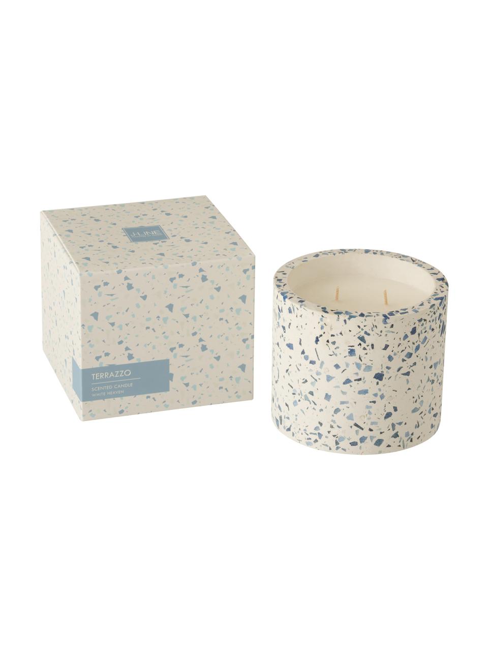 Bougie parfumée à deux mèches Terrazzo, Couleur crème, bleu, Ø 12 x haut. 11 cm