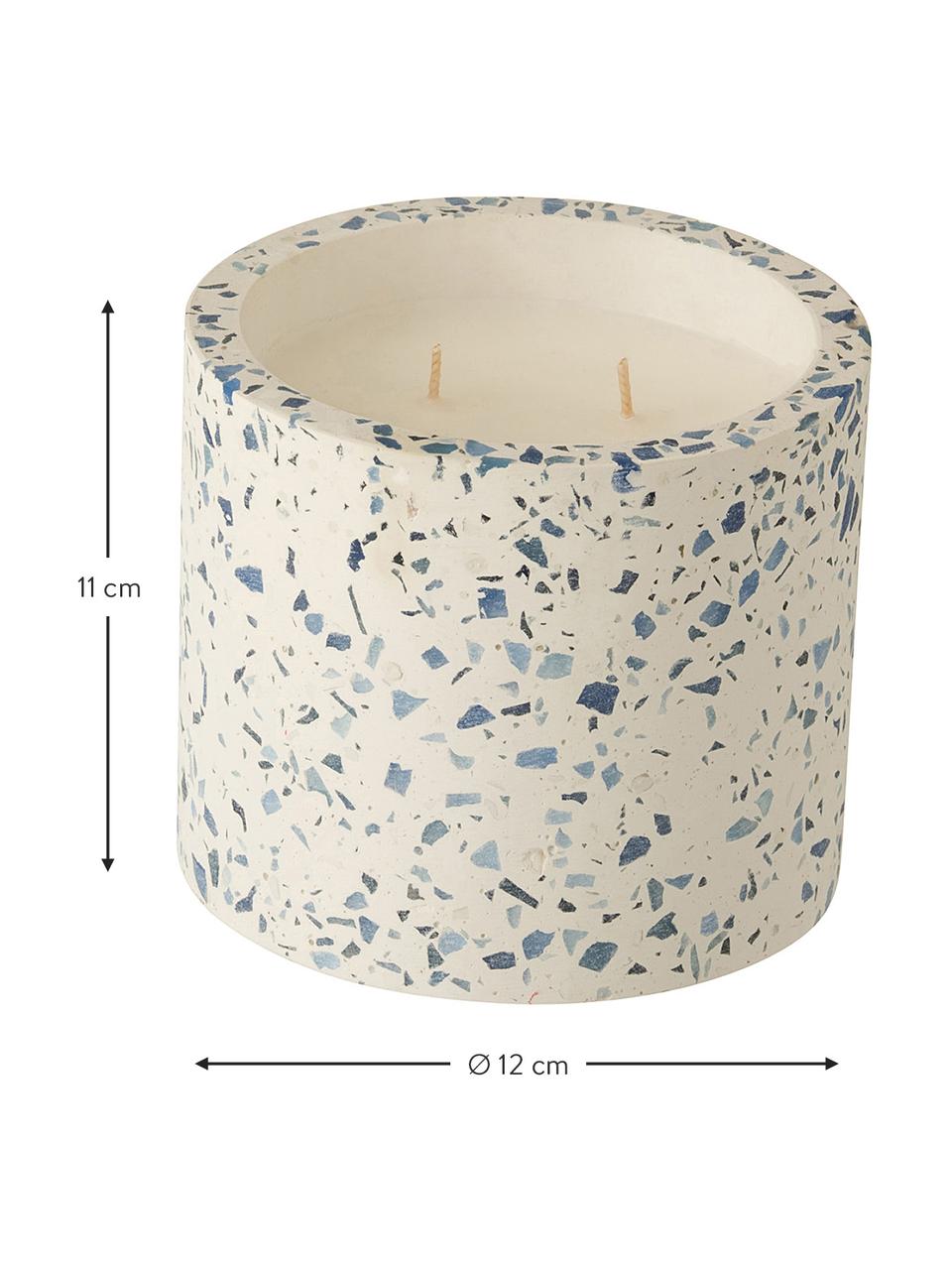 Dvojknôtová vonná sviečka Terrazzo, Krémová, modrá, Ø 12 x V 11 cm