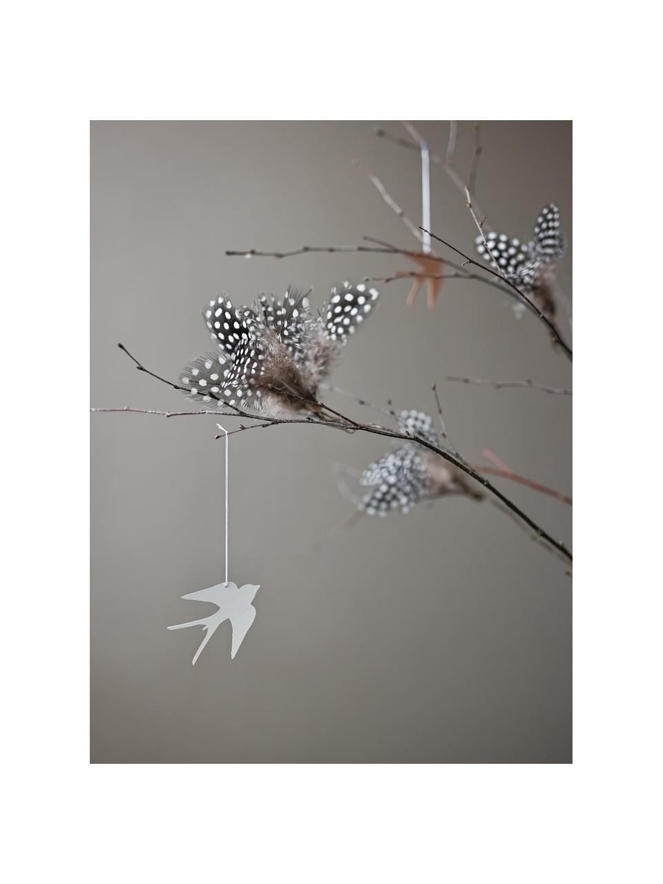 Veľkonočné dekorácie Birdie, 4 ks, Nehrdzavejúca oceľ, práškový náter, Biela, Š 6 x H 5 cm