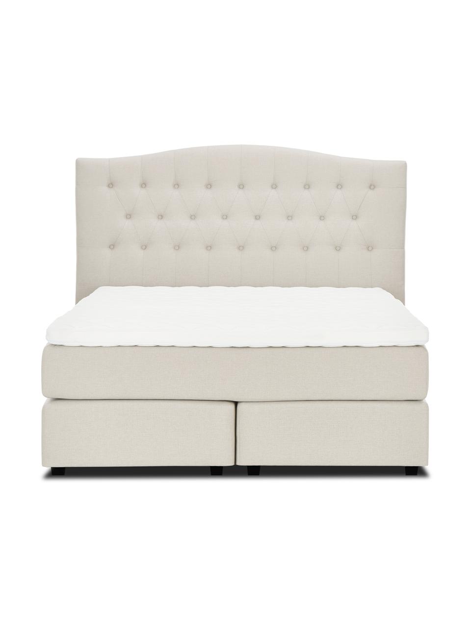 Letto boxspring premium in tessuto beige Royal, Materasso: nucleo a 5 zone di molle , Piedini: legno di betulla massicci, Tessuto beige, 200 x 200 cm