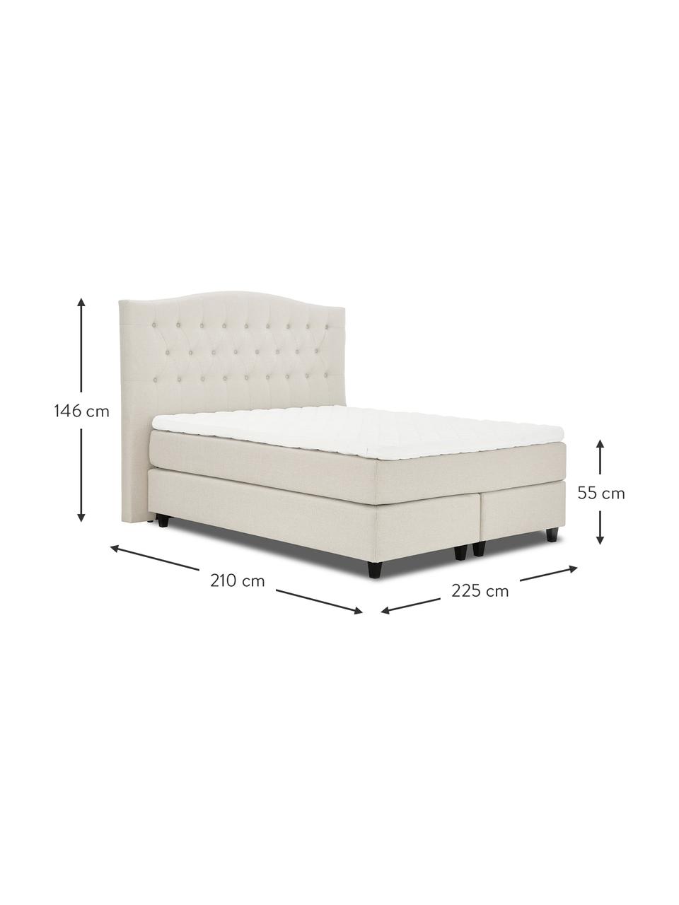 Premium Boxspringbett Royal in Beige, Matratze: 5-Zonen-Taschenfederkern, Webstoff Beige, 200 x 200 cm