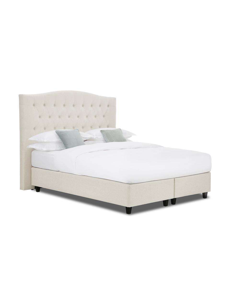 Premium Boxspringbett Royal in Beige, Matratze: 5-Zonen-Taschenfederkern, Webstoff Beige, 200 x 200 cm