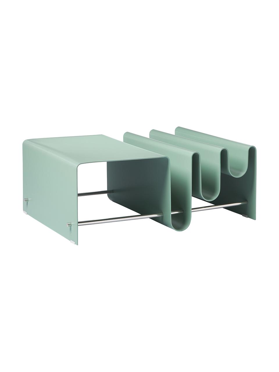 Table basse en métal moderne équipée de porte-revues Julia, Métal, revêtement par poudre, Vert, larg. 85 x prof. 60 cm
