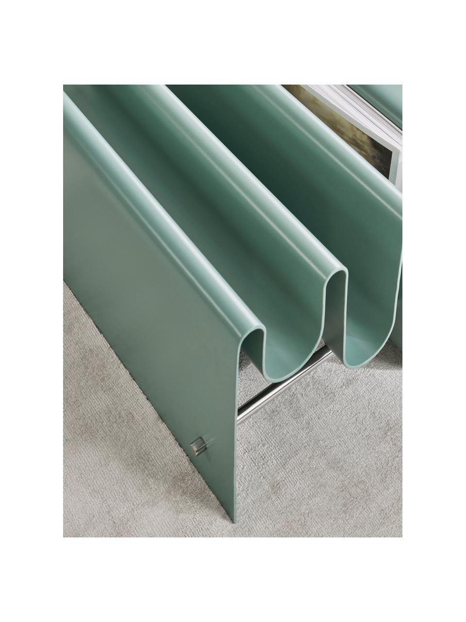 Table basse en métal moderne équipée de porte-revues Julia, Métal, revêtement par poudre, Vert, larg. 85 x prof. 60 cm