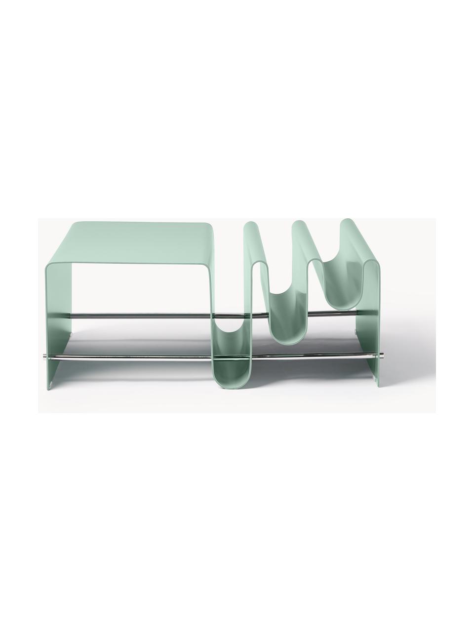 Kovový konferenční stolek se stojanem na časopisy Julia, Kov s práškovým nástřikem, Mátově zelená, Š 85 cm, H 60 cm