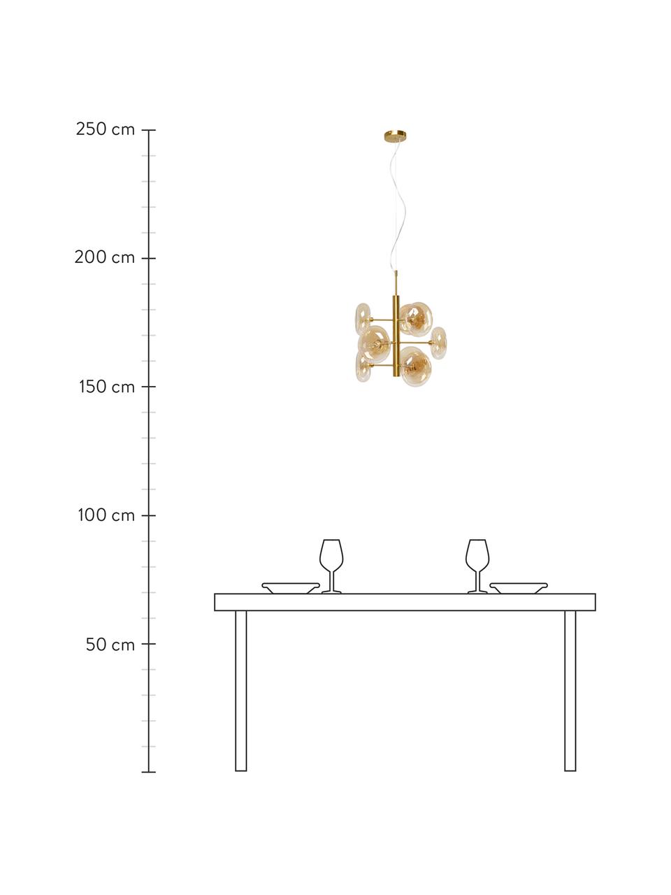 Hanglamp Headlight, Baldakijn: gecoat metaal, Goudkleurig, amberkleurig, Ø 53 x H 155 cm