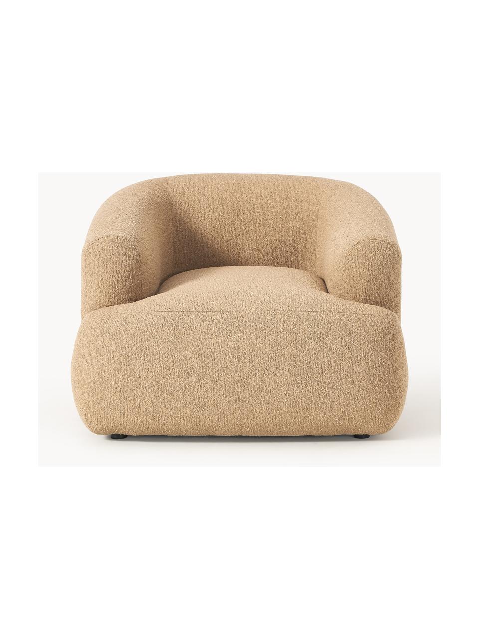 Fauteuil en tissu bouclé Sofia, Bouclé beige, larg. 97 x prof. 84 cm