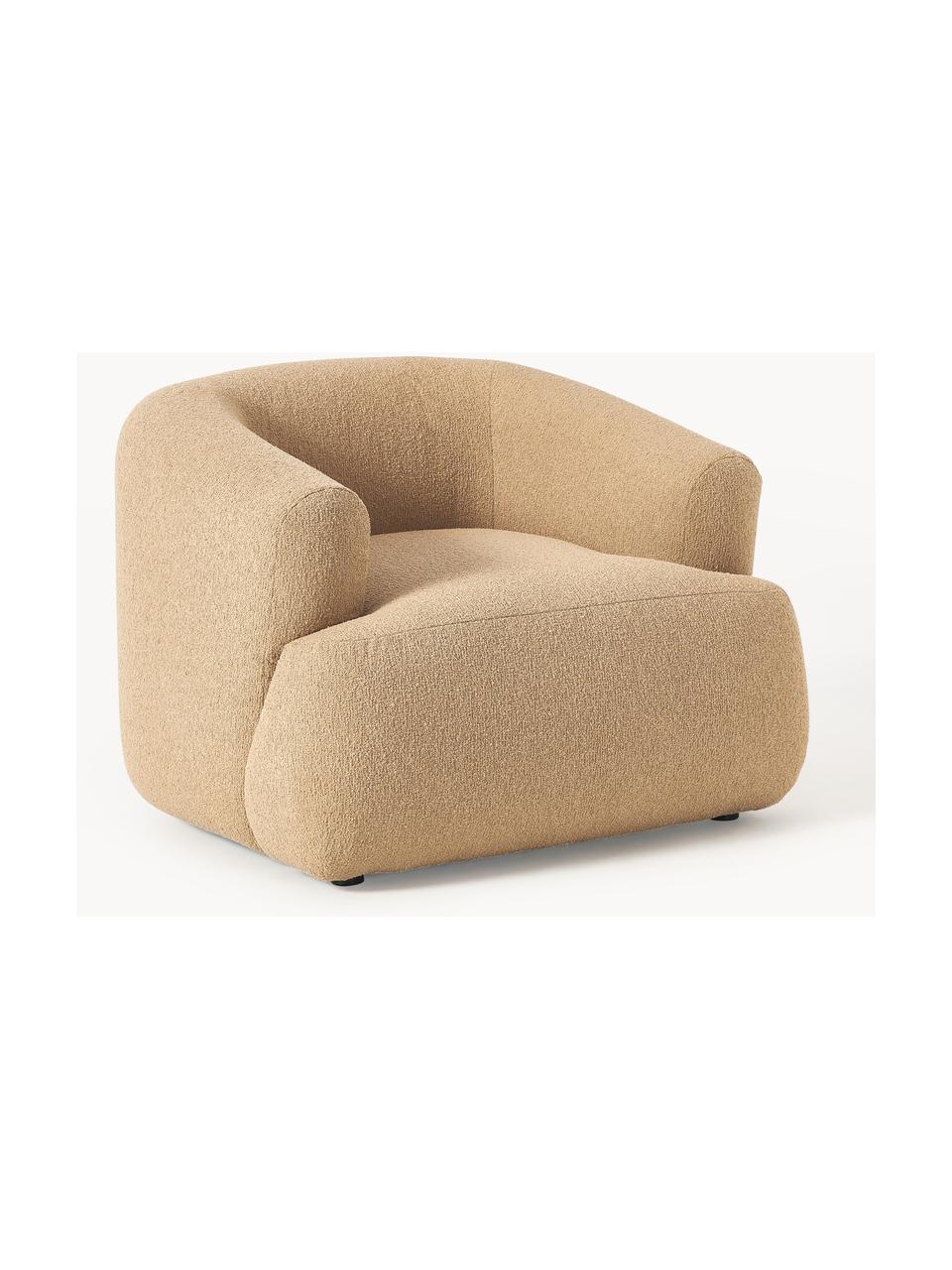 Fotel bouclé Sofia, Tapicerka: bouclé (100% poliester) D, Stelaż: drewno świerkowe z certyf, Nogi: tworzywo sztuczne, Beżowy bouclé, S 97 x G 84 cm