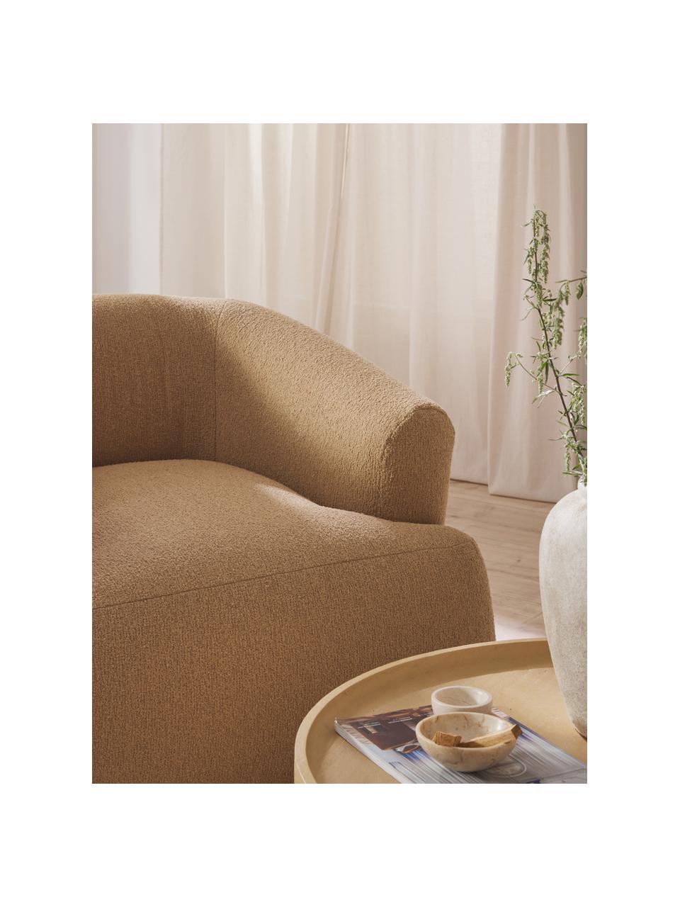Sillón en tejido bouclé Sofia, Tapizado: tejido bouclé (100% polié, Estructura: madera de abeto con certi, Patas: plástico, Bouclé beige, An 97 x Al 84 cm
