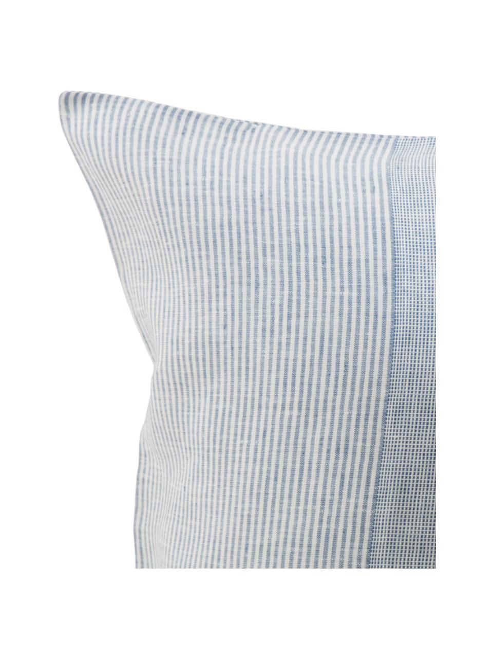 Parure copripiumino in lino Unico, Azzurro, blu scuro, bianco, 250 x 260 cm + 2 federe 50 x 80 cm