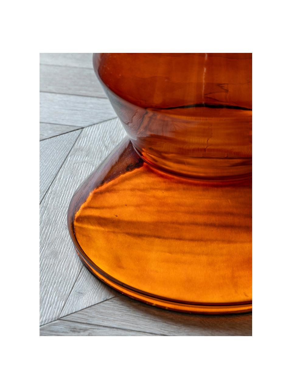 Ronde bijzettafel Turin van glas en marmer, mondgeblazen, Tafelblad: marmer, Frame: glas, gecoat aluminium, Wit, gemarmerd, oranje, Ø 51 x H 51 cm