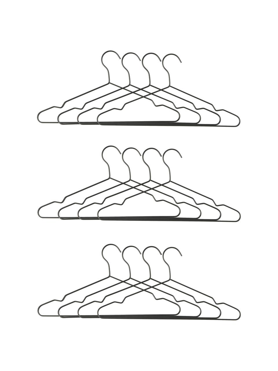 Cintres Cian, 12 pièces, Métal, Noir, larg. 40 x haut. 20 cm