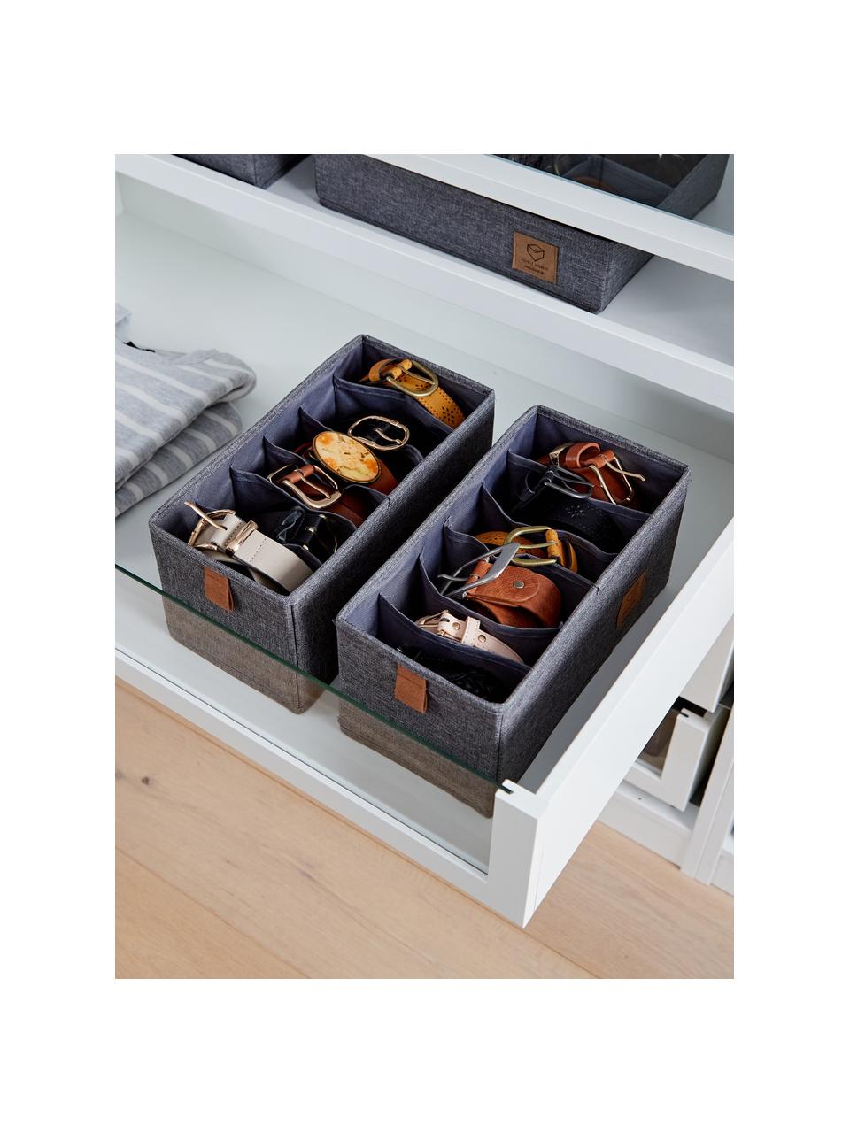 Aufbewahrungsboxen Premium, 2 Stück, Dunkelgrau, Braun, B 15 x T 30 cm
