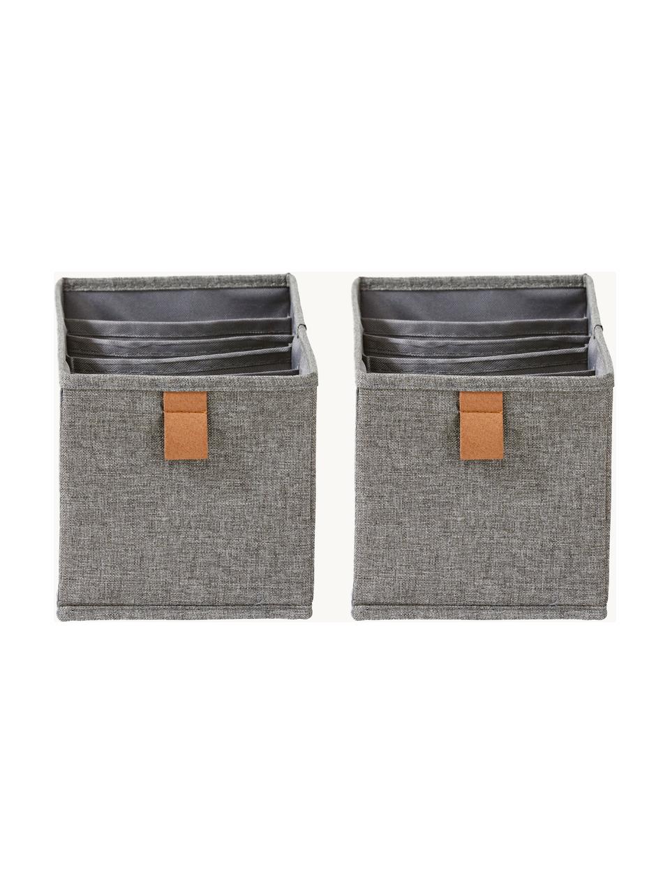 Set 2 scatole Premium, Grigio scuro, marrone, Larg. 15 x Prof. 30 cm