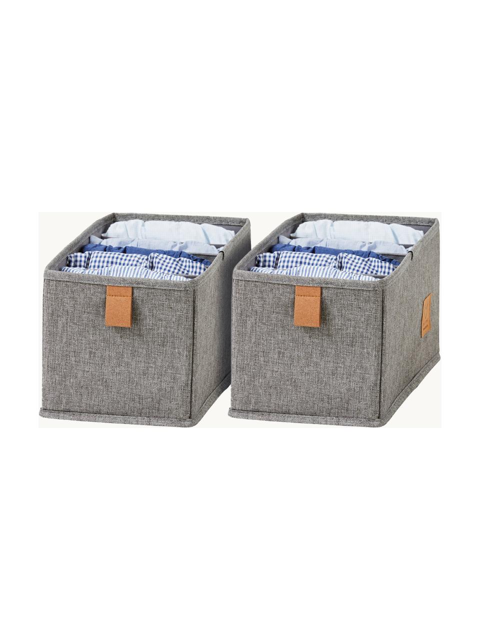 Boîtes de rangement Premium, 2 pièces, Gris foncé, brun, larg. 15 x haut. 30 cm