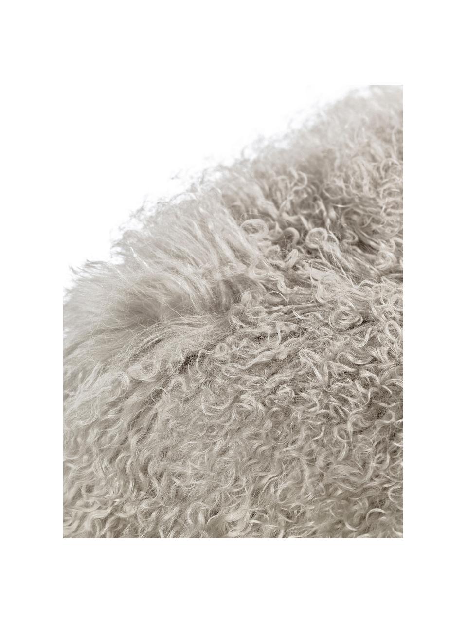 Pouf in pelliccia di agnello Cube, Rivestimento: agnello tibetano, Taupe, Larg. 60 x Alt. 40 cm