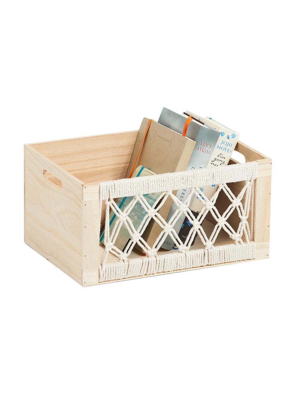 Boite de rangement en bois Boho, Bois clair, larg. 35 x haut. 18 cm