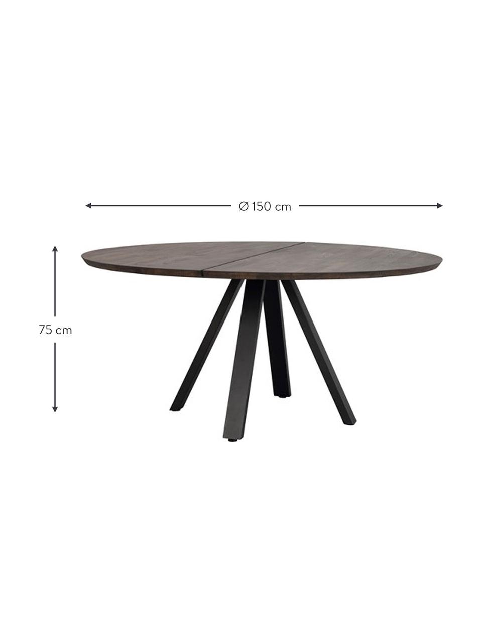 Table ronde chêne massif Carradale, Ø 150 cm, Bois de chêne, noir, Ø 150 x haut. 75 cm