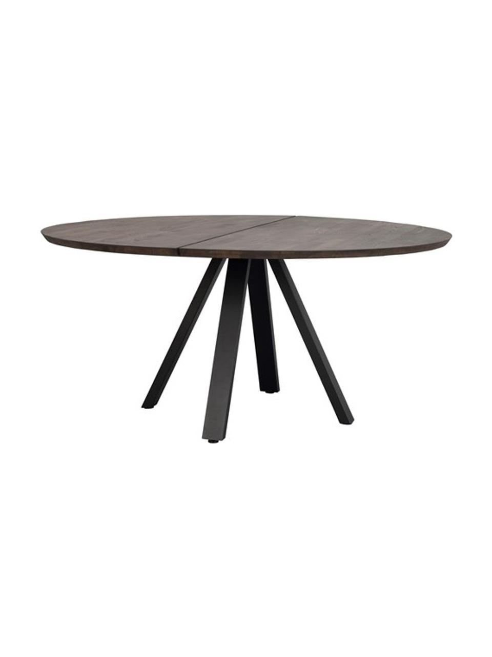 Okrúhly jedálenský stôl z masívneho dubového dreva Carradale, Ø 150 cm, Dubové drevo, čierna, Ø 150 x V 75 cm