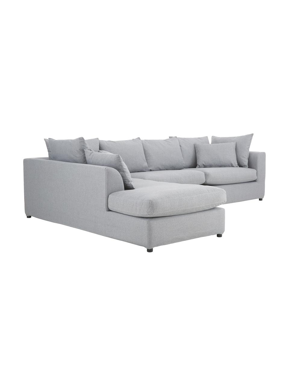 Sofa narożna Zach, Tapicerka: polipropylen Dzięki tkani, Nogi: tworzywo sztuczne, Szara tkanina, S 300 x G 213 cm, lewostronna
