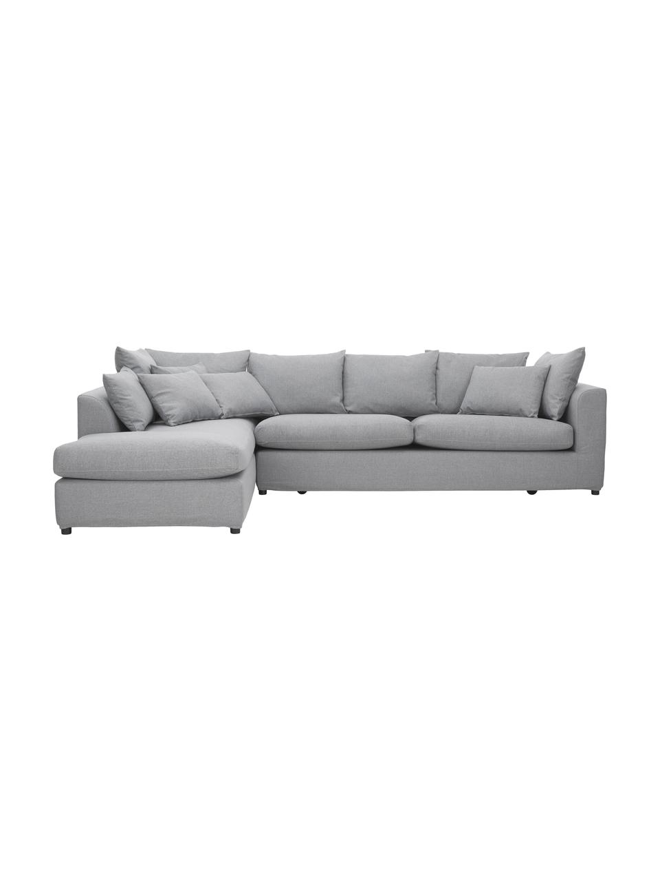 Grand canapé d'angle gris Zach, Tissu gris, larg. 300 x prof. 213 cm, méridienne à gauche