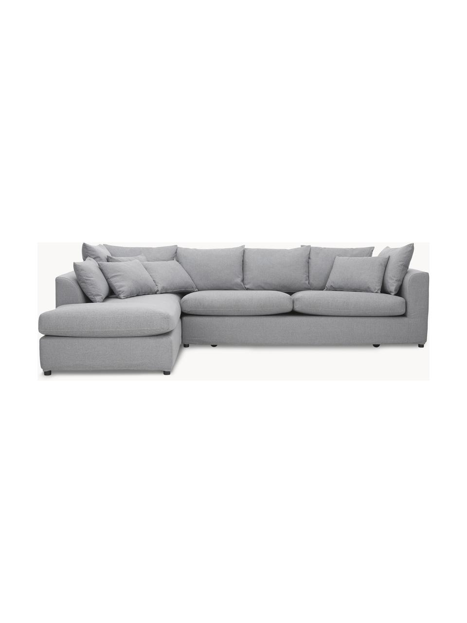 Sofa narożna Zach, Tapicerka: polipropylen Dzięki tkani, Nogi: tworzywo sztuczne, Szara tkanina, S 300 x G 213 cm, lewostronna
