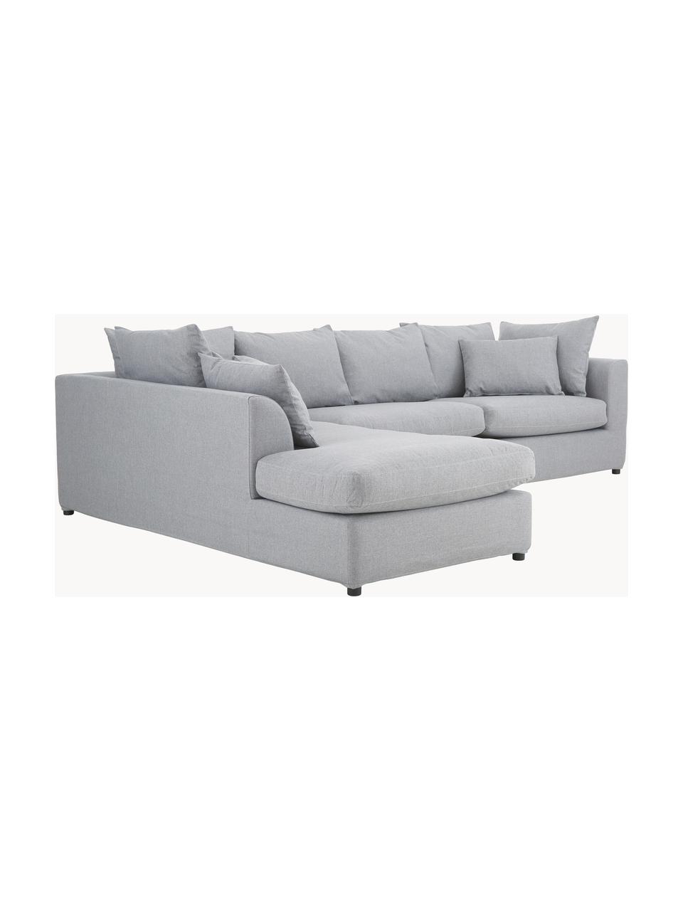 Divano angolare grande Zach, Rivestimento: polipropilene Il rivestim, Piedini: materiale sintetico, Tessuto grigio, Larg. 300 x Prof. 213 cm, chaise-longue a sinistra