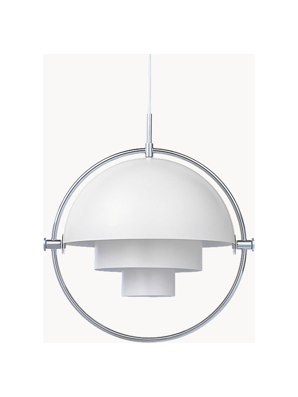 Lámpara de techo ajustable Multi-Lite, Lámpara: aluminio con pintura en p, Cable: plástico, Blanco, cromo, Ø 36 x Al 42 cm
