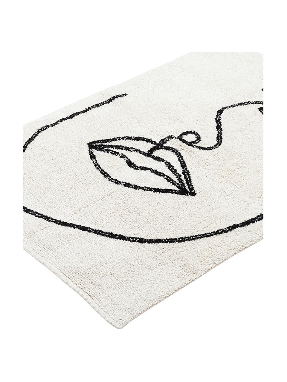 Bavlnený koberec s abstraktnou kresbou Visage, Lomená biela, čierna